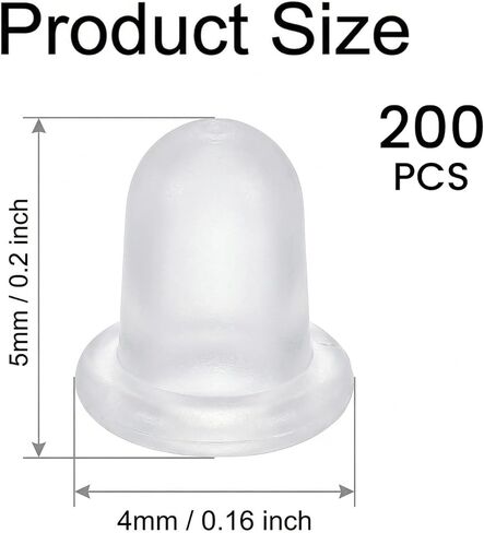 200 Pcs Silicone Earring Backs Clear Soft Hypoallergenic Replacement Stoppers Fit for Stud Post Hoop Fishhook Earrings in Kuwait