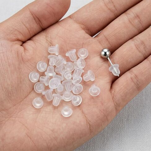 200 Pcs Silicone Earring Backs Clear Soft Hypoallergenic Replacement Stoppers Fit for Stud Post Hoop Fishhook Earrings in Kuwait