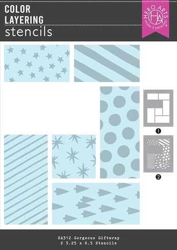 SA312 Hero Arts Gorgeous Giftwrap Layering Stencils from The Best Gift Ever Collection in Kuwait