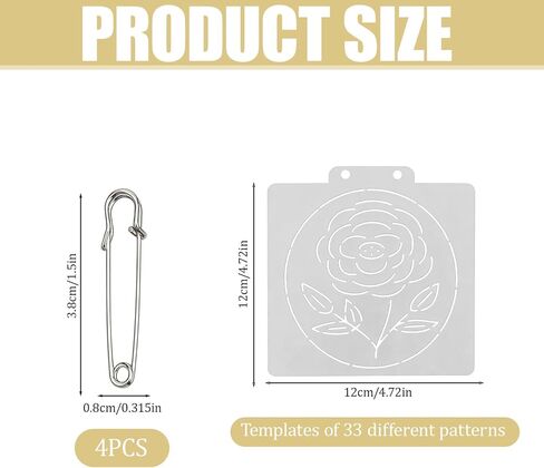 34 Pcs Sashiko Stencil Kit, Reusable Plastic Embroidery Quilting Templates, 30 Geometric Sewing Patterns with 4 Pins for Storage, Hand Drawing Supplies for Clothes Canvas Bags in Kuwait