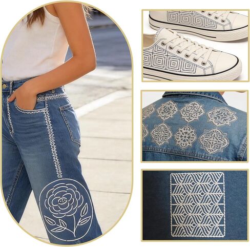 34 Pcs Sashiko Stencil Kit, Reusable Plastic Embroidery Quilting Templates, 30 Geometric Sewing Patterns with 4 Pins for Storage, Hand Drawing Supplies for Clothes Canvas Bags in Kuwait