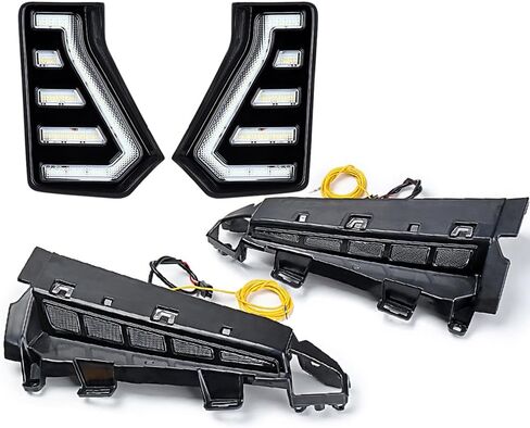 Astra Depot LED ضوء النهار الجري واستبدال مجموعة أدوات التحديد الجانبية لـ 2024-2026 Toyota Tacoma SR SR5 - أبيض DRL وكهرماني بدوره إشارة أمامية متسلسلة Foglamp + مصباح مضيئة بقوس العجلة in Kuwait