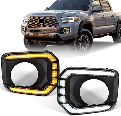 LED Fog Daytime Running Lights - for Toyota Tacoma Limited SR SR5 Trail 2016-2023 Front Bumper Fog Light DRL Turn Signal Lamp Assembly Dynamic Sequential Turn Signal IP67 Waterproof in Kuwait