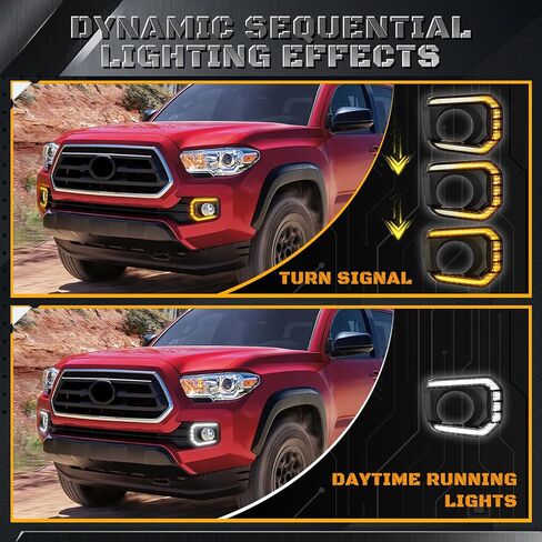 LED Fog Daytime Running Lights - for Toyota Tacoma Limited SR SR5 Trail 2016-2023 Front Bumper Fog Light DRL Turn Signal Lamp Assembly Dynamic Sequential Turn Signal IP67 Waterproof in Kuwait