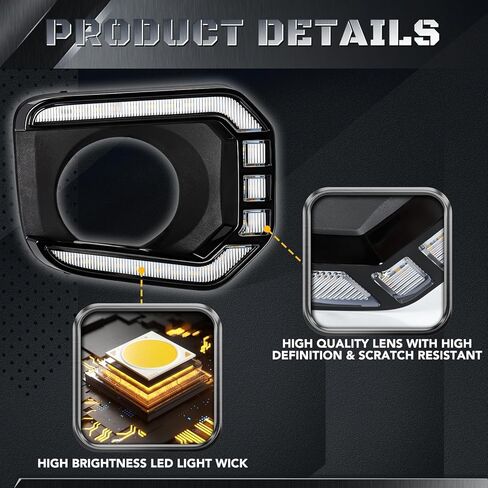 LED Fog Daytime Running Lights - for Toyota Tacoma Limited SR SR5 Trail 2016-2023 Front Bumper Fog Light DRL Turn Signal Lamp Assembly Dynamic Sequential Turn Signal IP67 Waterproof in Kuwait