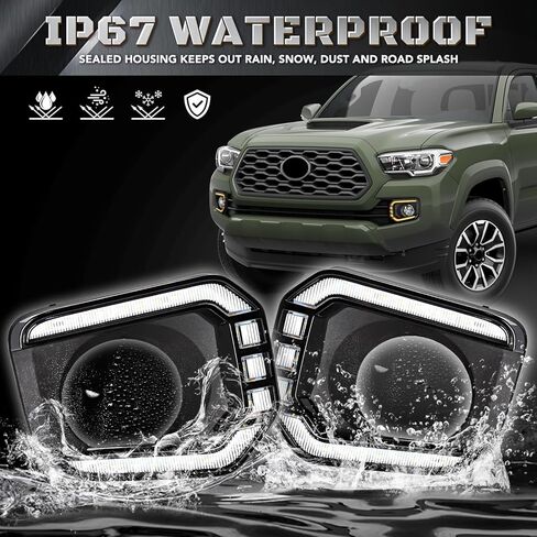 LED Fog Daytime Running Lights - for Toyota Tacoma Limited SR SR5 Trail 2016-2023 Front Bumper Fog Light DRL Turn Signal Lamp Assembly Dynamic Sequential Turn Signal IP67 Waterproof in Kuwait