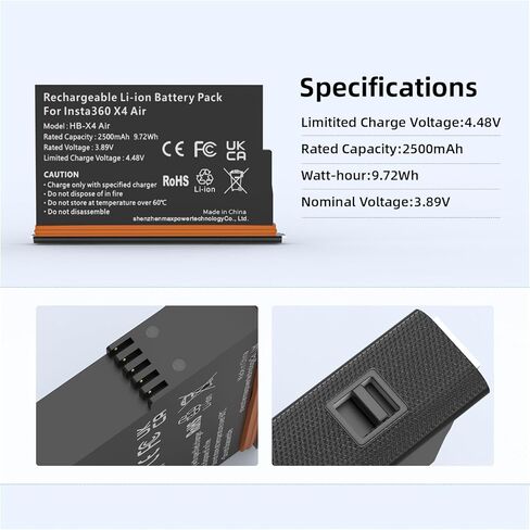 New 2580mAh Rechargeable Battery for Insta 360 X4 Camera Battery Replacement 3.85V Lithium-Ion Batteries in Saudi Arabia
