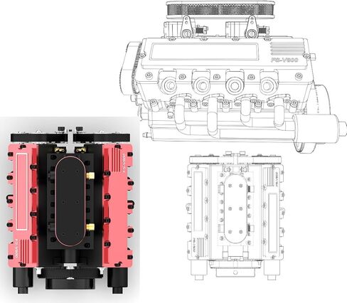 ENGINEDIY TOYAN V8 Engine Modle That Works,1/10 4-Stroke Engine Model for RC Car and Boat Vehicle Engine Model Assembly Kit for Adults to Build (Kit Version) in Kuwait