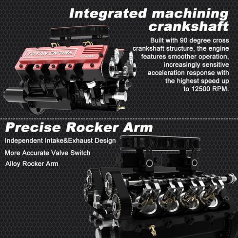 ENGINEDIY TOYAN V8 Engine Modle That Works,1/10 4-Stroke Engine Model for RC Car and Boat Vehicle Engine Model Assembly Kit for Adults to Build (Kit Version) in Kuwait