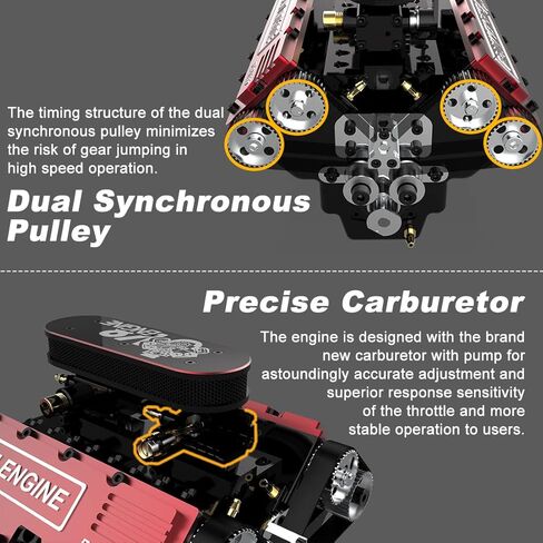 ENGINEDIY TOYAN V8 Engine Modle That Works,1/10 4-Stroke Engine Model for RC Car and Boat Vehicle Engine Model Assembly Kit for Adults to Build (Kit Version) in Kuwait