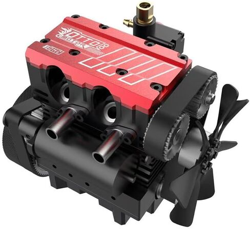 Engine ST-NF2 Mini Metal Engine Kit, Inline Double-Cylinder Four-Stroke Air-Cooled Nitro Interal Combustion Engine, F-Type Electric Plug, Fuel Tank, Oil Pipe, Ignition Power Module in Kuwait