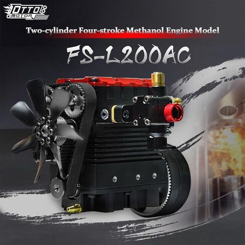 Engine ST-NF2 Mini Metal Engine Kit, Inline Double-Cylinder Four-Stroke Air-Cooled Nitro Interal Combustion Engine, F-Type Electric Plug, Fuel Tank, Oil Pipe, Ignition Power Module in Kuwait