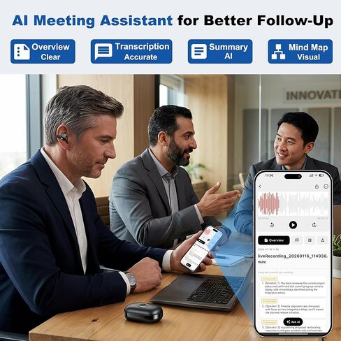 AI Translation Earbuds, 6 Modes Real-Time Bidirectional 40+ Languages, 6H Battery 24H Playtime, Audifonos Traductores Inglés Español, AI Meeting Assistant, Bluetooth 6.0 Open-Ear in Kuwait