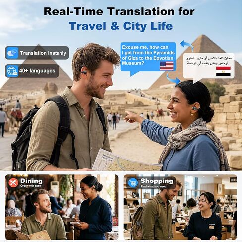 AI Translation Earbuds, 6 Modes Real-Time Bidirectional 40+ Languages, 6H Battery 24H Playtime, Audifonos Traductores Inglés Español, AI Meeting Assistant, Bluetooth 6.0 Open-Ear in Kuwait