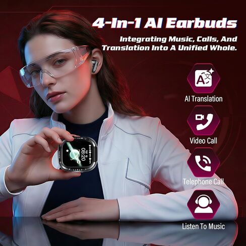 سماعات أذن BEARTAIN NE70، 2026 سماعات أذن جديدة NE70 AI للترجمة في الوقت الفعلي، سماعات رأس لمترجم اللغة مع شاشة LCD تعمل باللمس Audiofonos Traductores Inglés Español تدعم 150 لغة للسفر in Kuwait