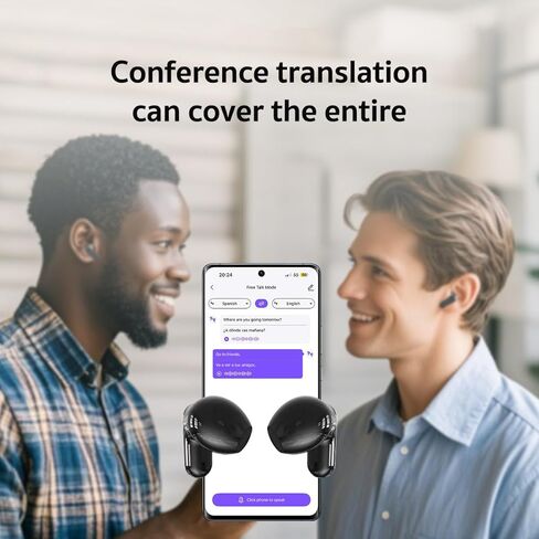 NE20 AI Translation Earbuds Real Time: 3-in-1 Translation Headphones with Touch Screen, 135 Languages, Translator Earbuds with 60H Playtime, Support Playing Music Phone Calls for Travel in Kuwait