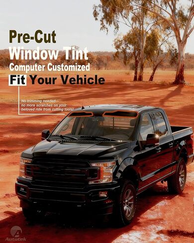 AUTOTEK Custom Precut Window Tint Film & Sun Strip for 2009-2026 Ford F150 Crew Extended Regular Cab, Heat Blocker UV Protection Privacy Automotive Shade, Easy DIY Truck Pickup Window Tint Kit in Kuwait
