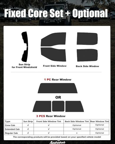 AUTOTEK Custom Precut Window Tint Film & Sun Strip for 2009-2026 Ford F150 Crew Extended Regular Cab, Heat Blocker UV Protection Privacy Automotive Shade, Easy DIY Truck Pickup Window Tint Kit in Kuwait