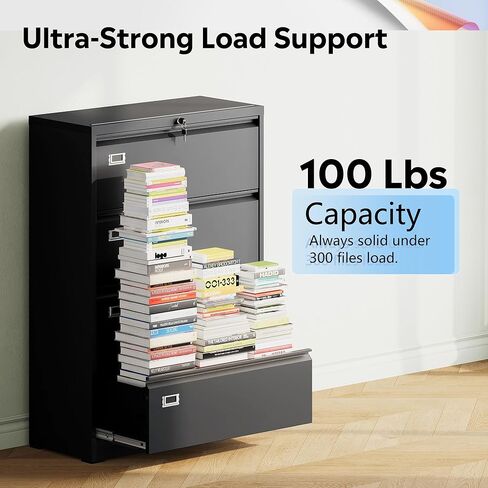 DEVAISE Lateral File Cabinet with 2 Drawers, Mobile Metal Filing Cabinet with Lock for Home Office Storage, Printer Stand with Adjustable Shelf - Black in Kuwait