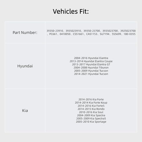 مجموعة مستشعر موضع عمود الحدبات مكونة من 2 يستبدل 39350-23910 PC661 يناسب Hyundai Elantra، Elantra Coupe، Elantra GT، Sportage، Spectra، Spectra5، Tiburon Kia Soul، Forte، Forte Koup، Forte5 in Kuwait