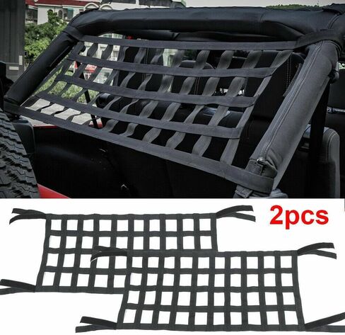2pcs Heavy Duty Car Roof Bed Rest Mesh for Jeep for Wrangler 1987-1995 1997-1998 2000-2002 2004-2020 for Wrangler JK 2018 Upper,Front Black 2HDCRHBRCMFJW1 in Kuwait