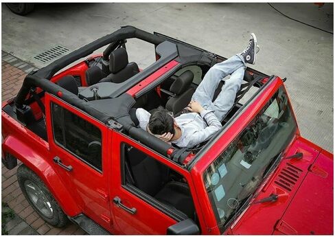 2pcs Heavy Duty Car Roof Bed Rest Mesh for Jeep for Wrangler 1987-1995 1997-1998 2000-2002 2004-2020 for Wrangler JK 2018 Upper,Front Black 2HDCRHBRCMFJW1 in Kuwait