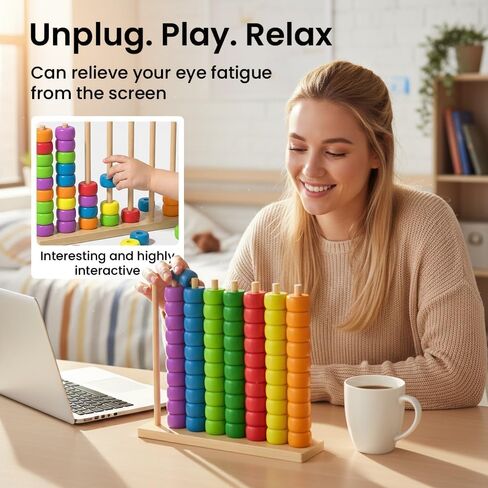 Color Matching Stacking Puzzle Game, Wooden Color Match Challenge Game Fast Color Stack Challenge Ring Stack Puzzle with Racks and Rings, Tabletop Brain Teaser for Family Friend Friendly Fun in Kuwait
