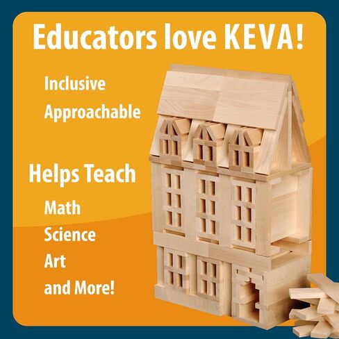MindWare KEVA 400 Maple Wood Building Planks Set - Building Toy Includes 400 Wooden Blocks, 2 KEVA Balls, and Idea Book - Ages 5+ in Kuwait