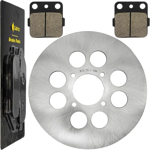 Caltric Rear Brake Disc Rotor with Brake Pads Compatible with Yamaha Banshee 350 YFZ350 2002 2003 2004 2005 2006 in Kuwait