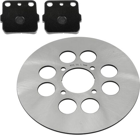 Caltric Rear Brake Disc Rotor with Brake Pads Compatible with Yamaha Banshee 350 YFZ350 2002 2003 2004 2005 2006 in Kuwait
