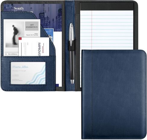 Portfolio/Business Padfolio Binder, Mini Size Document Folder Organizer, Padfolio with Interior Pocket and Pen Loop, 5 x 8 Writing Pad Included, Black in Kuwait