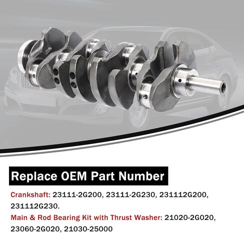 مجموعة العمود المرفقي للمحرك والمحامل 2.4 لتر متوافقة مع Hyundai Santa Fe Sonata Tucson Kia Optima Sorento استبدال 23111-2G200 23111-2G230 in Kuwait