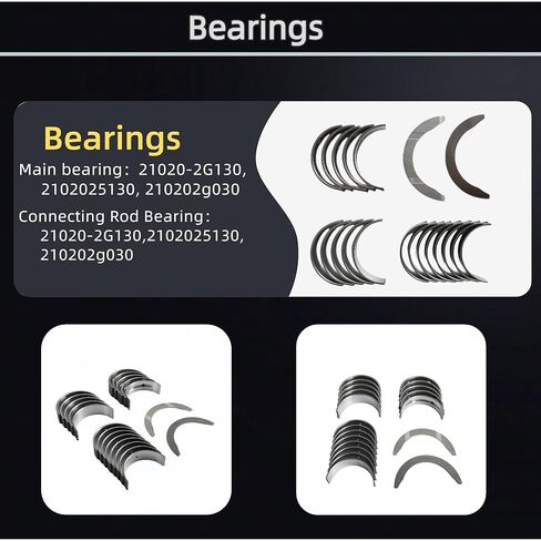 G4KH Engine Rebuild Kit Crankshaft Connecting Rod Pistons & Ring Set Bearings for Hyundai Sonata Santa Fe Genesis Kia Optima Sorento Sportage 2.0T L4 Gas 2011-2020 231112G000 235102G400 23410-2G410 in Kuwait