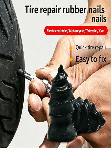 Tire Repair Rubber Nail Kit, 62 Pcs Spiral Rubber Screws for Tubeless Puncture Repair, Fast Self-Service Emergency Tool with Screwdriver and Pliers for Car, Truck, Motorcycle, ATV, SUV in Kuwait