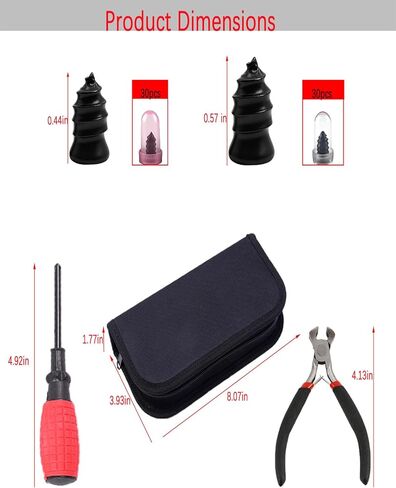 Tire Repair Rubber Nail Kit, 62 Pcs Spiral Rubber Screws for Tubeless Puncture Repair, Fast Self-Service Emergency Tool with Screwdriver and Pliers for Car, Truck, Motorcycle, ATV, SUV in Kuwait
