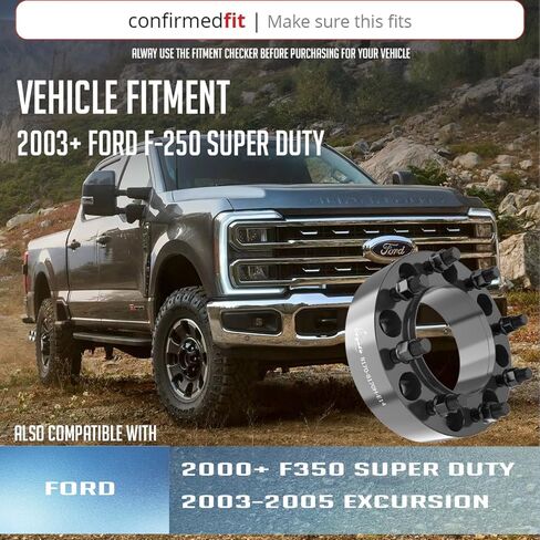 Wheel Accessories Parts 4 Pcs Hub Centric Wheel Spacers 8 on 170mm 8x170mm 2.00 Inch Thick 124.9mm Hub M14x1.5 14x1.5 Thread Stud Fits Ford F250 F350 Super Duty Single Rear Wheel in Kuwait