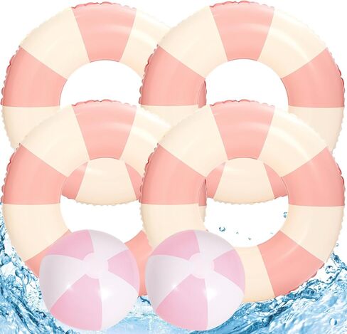 4 PCS Striped Inflatable Pool Floats for Swimming Pool Party Lake Beach Adults - Floaties Pool Tubes Swim Rings Tubes Floaties for Beach Pool Party Decorations in Saudi Arabia