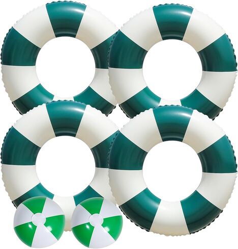 4 PCS Striped Inflatable Pool Floats for Swimming Pool Party Lake Beach Adults - Floaties Pool Tubes Swim Rings Tubes Floaties for Beach Pool Party Decorations in Saudi Arabia