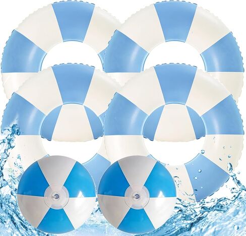 4 PCS Striped Inflatable Pool Floats for Swimming Pool Party Lake Beach Adults - Floaties Pool Tubes Swim Rings Tubes Floaties for Beach Pool Party Decorations in Saudi Arabia