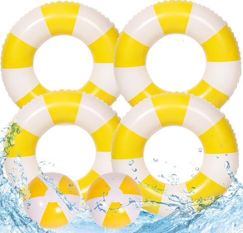 4 PCS Striped Inflatable Pool Floats for Swimming Pool Party Lake Beach Adults - Floaties Pool Tubes Swim Rings Tubes Floaties for Beach Pool Party Decorations in Saudi Arabia