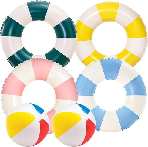4 PCS Striped Inflatable Pool Floats for Swimming Pool Party Lake Beach Adults - Floaties Pool Tubes Swim Rings Tubes Floaties for Beach Pool Party Decorations in Saudi Arabia