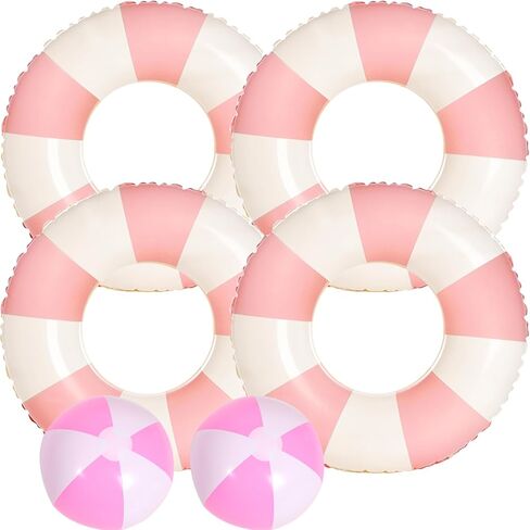 4 PCS Striped Inflatable Pool Floats for Swimming Pool Party Lake Beach Adults - Floaties Pool Tubes Swim Rings Tubes Floaties for Beach Pool Party Decorations in Saudi Arabia