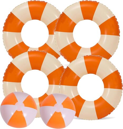 4 PCS Striped Inflatable Pool Floats for Swimming Pool Party Lake Beach Adults - Floaties Pool Tubes Swim Rings Tubes Floaties for Beach Pool Party Decorations in Saudi Arabia