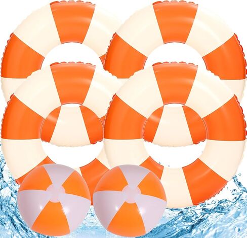4 PCS Striped Inflatable Pool Floats for Swimming Pool Party Lake Beach Adults - Floaties Pool Tubes Swim Rings Tubes Floaties for Beach Pool Party Decorations in Saudi Arabia