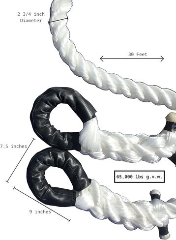 Western Tow Rope TR-75 (by The Tow Rope Company) | 2 3/4 Inch Thickness | 65,000 lbs Tensile Strength | Cut Length 30 Foot | Premium Polypropylene Kinetic Recovery in Kuwait