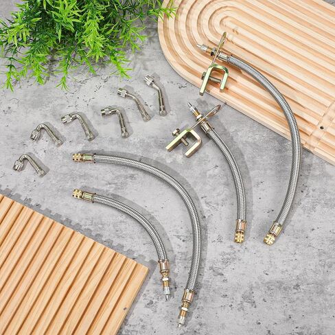 10 PCS Stainless Steel Dually Valve Stem extender, Includes 4 Dual Tire Valve Extension (7",12") and 6 Valve Extender Adaptor(45°,90°,135°) for Cars Trucks Motorhome Trailer Rv Trailer Vehicle in Kuwait