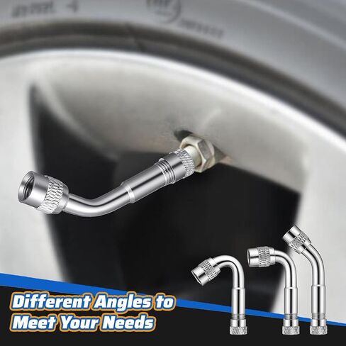 10 PCS Stainless Steel Dually Valve Stem extender, Includes 4 Dual Tire Valve Extension (7",12") and 6 Valve Extender Adaptor(45°,90°,135°) for Cars Trucks Motorhome Trailer Rv Trailer Vehicle in Kuwait