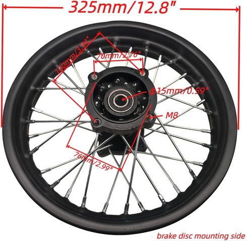 حافة عجلة Beeking مقاس 1.85 × 12 بوصة تناسب الإطار 80/100-12 (3.00-12) للدراجة الترابية 15 مم حافة العجلة الخلفية تناسب 50cc-125cc الدراجة الترابية TTR SSR CRF Apollo. in Kuwait