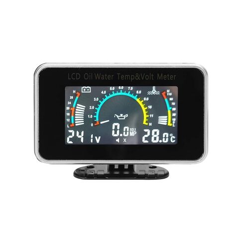 مقياس سيارة رقمي 3 في 1، شاشة LCD، مقياس جهد ضغط الزيت ودرجة حرارة الماء، 9-36 فولت عالمي، أسود، 3.8 × 2.5 × 1.2 بوصة in Kuwait