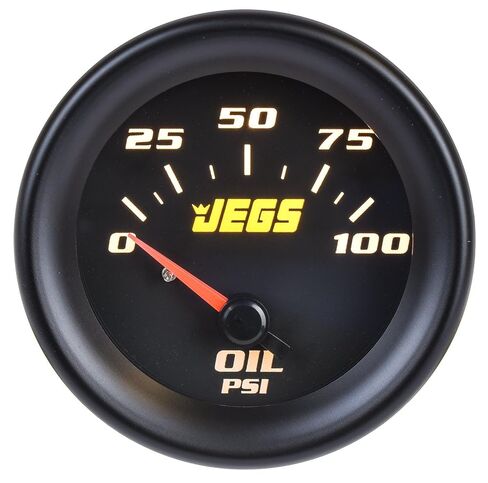 مقياس ضغط الزيت JEGS | 2-1/16 بوصة القطر | كهرباء | 0 إلى 100 رطل لكل بوصة مربعة | وجه اسود | تتضمن وحدة إرسال NPT مقاس 1/8 بوصة in Kuwait